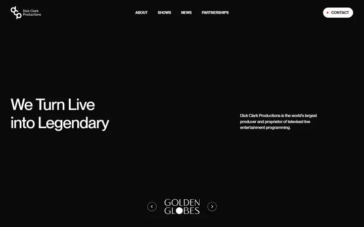 Dick Clark Productions production company website homepage