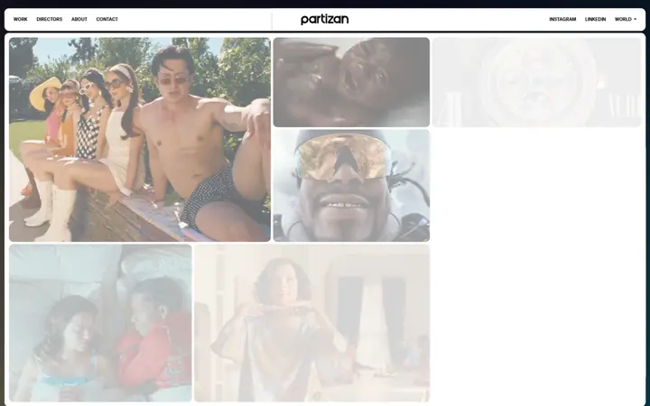 Partizan production company website homepage