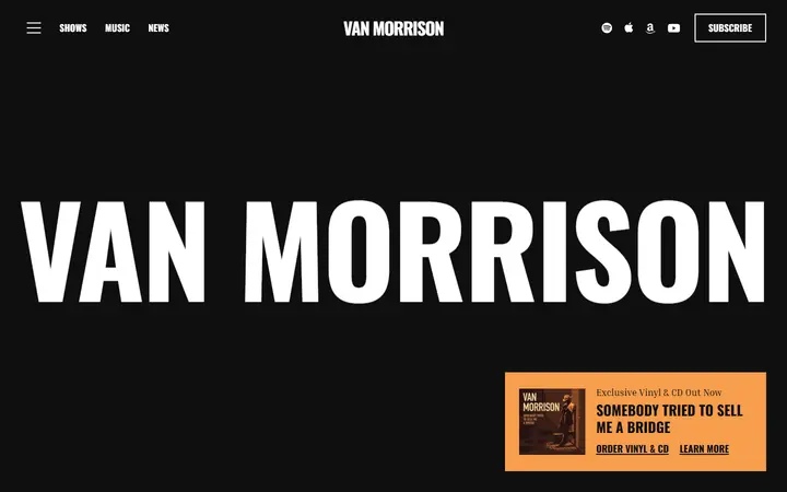 Van Morrison music artist website homepage