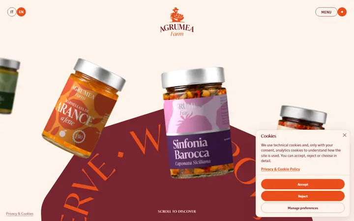 Agrumea Farm food brand website homepage