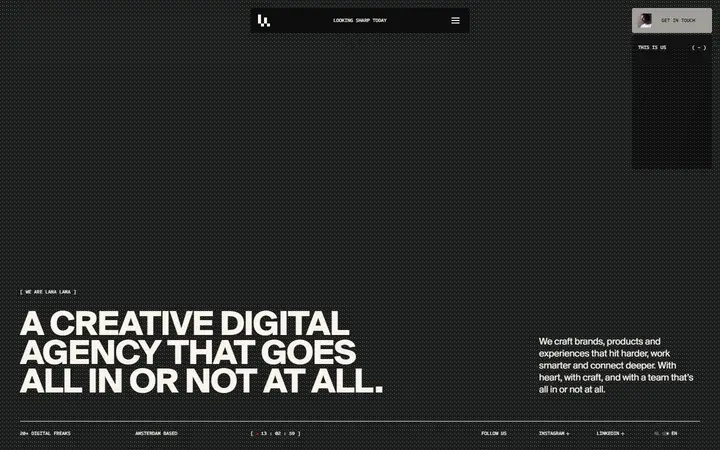 Lama Lama design agency website homepage