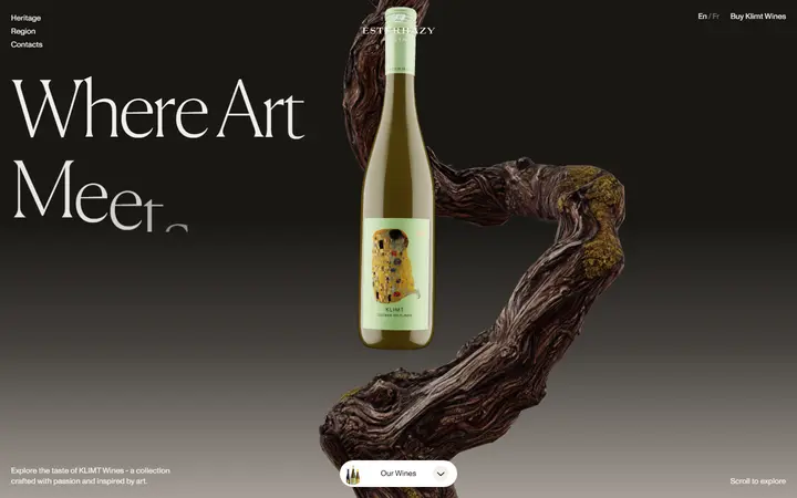 Klimt Wine Product Website winery website homepage