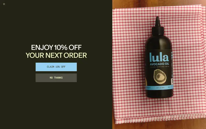 Lula Avocado Oil food brand website homepage
