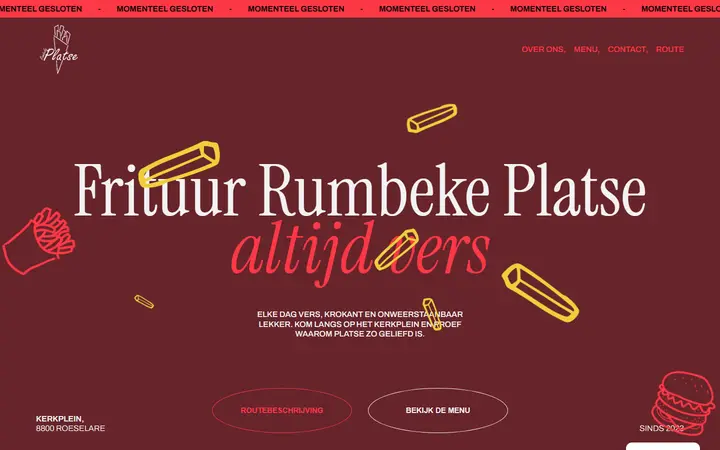 Frituur Rumbeke Platse restaurant website homepage