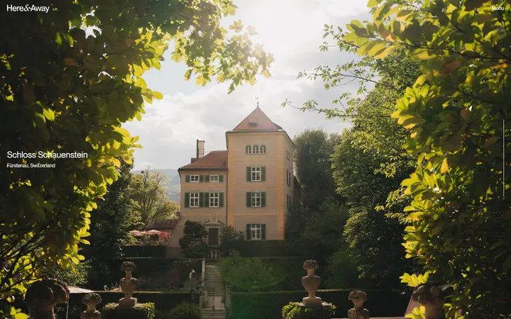 Here & Away boutique hotel website homepage