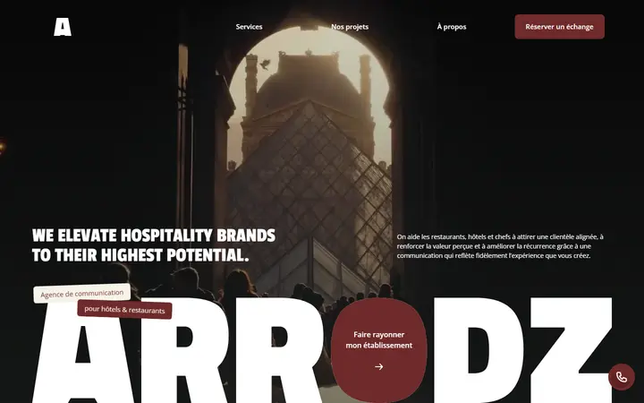 Arrodz marketing agency website homepage