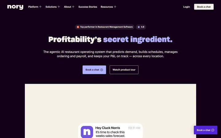 Nory SaaS website homepage