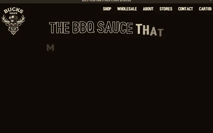 Bucks Sauce food brand website homepage