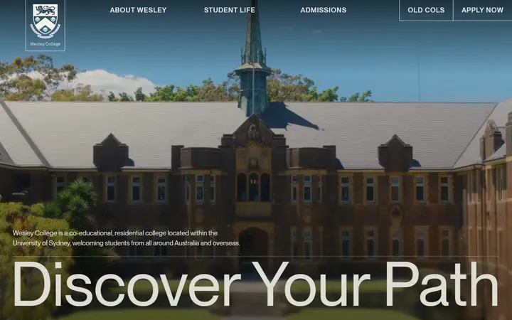Wesley College university website homepage