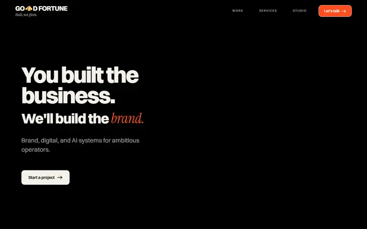 Good Fortune Agency marketing agency website homepage