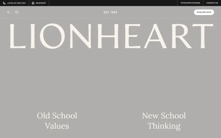 Lionheart Education school website homepage