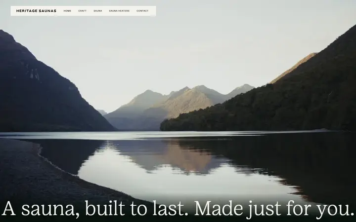 Heritage Saunas construction company website homepage