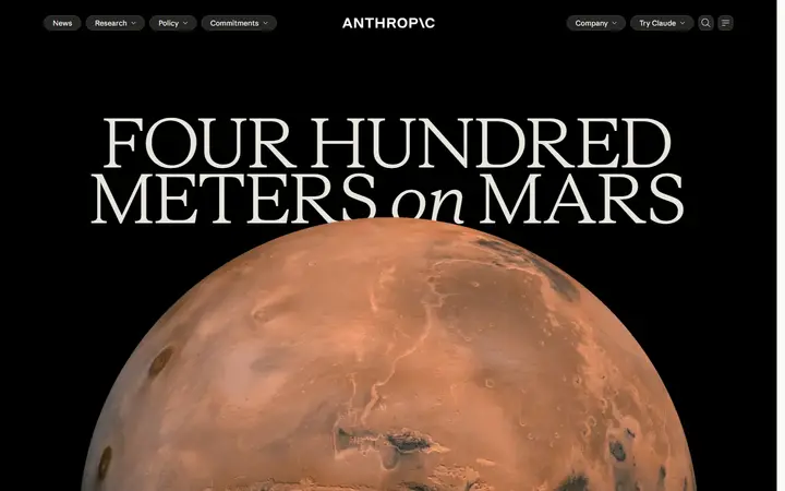 Claude on Mars AI company website homepage