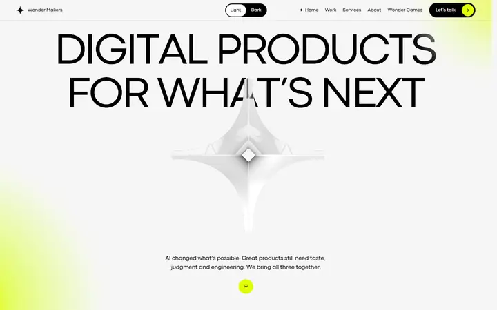 Wonder Makers design agency website homepage