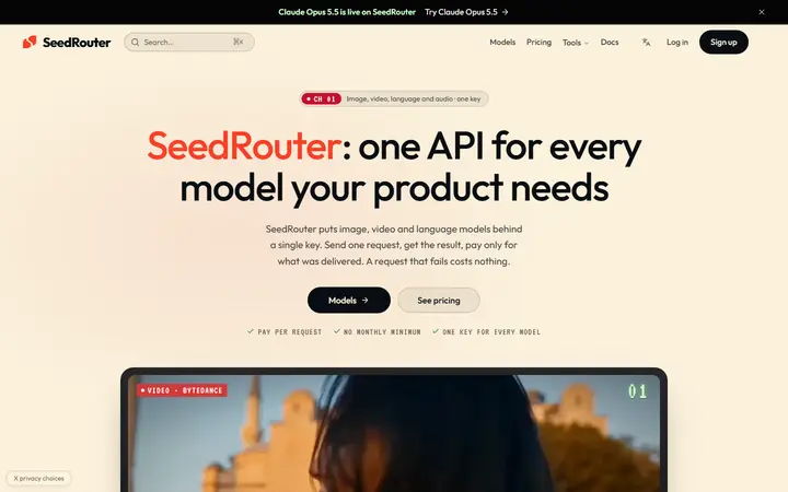 SeedRouter developer tool website homepage