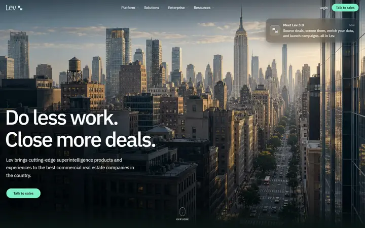 Lev SaaS website homepage