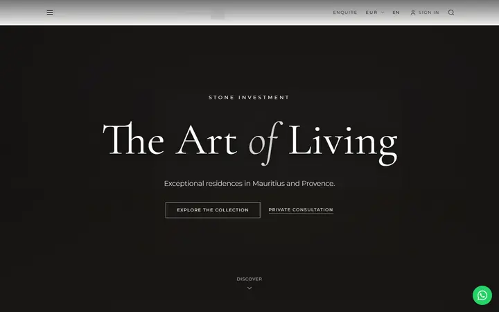 Stone Investment luxury real estate website homepage