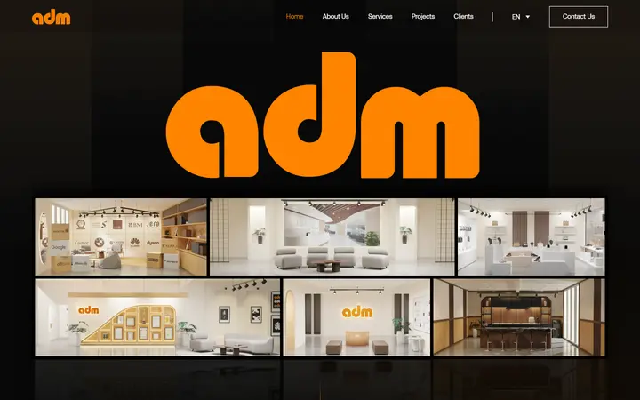 adm Design & Build construction company website homepage