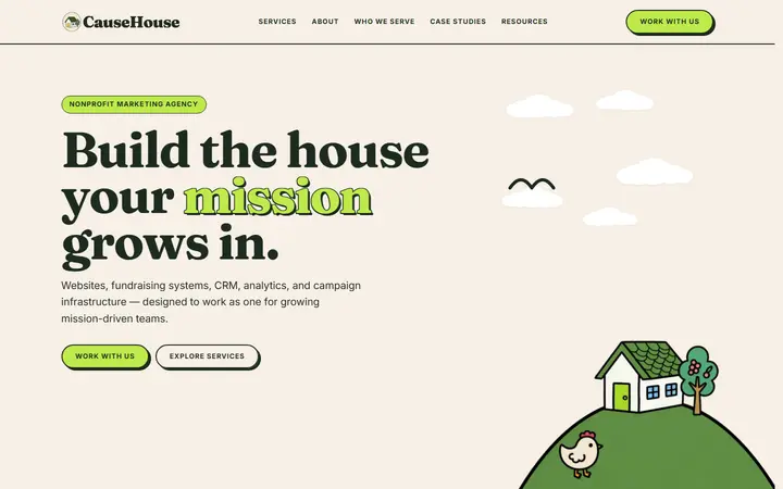 CauseHouse marketing agency website homepage
