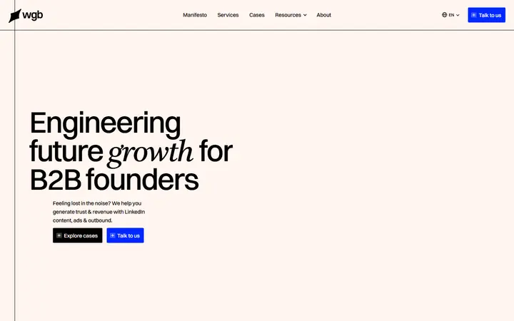 WGB marketing agency website homepage