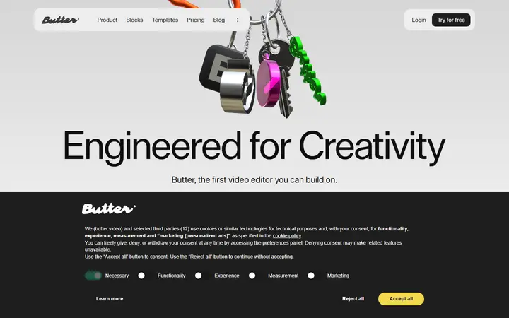 Butter SaaS website homepage