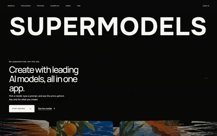 Supermodels AI company website homepage