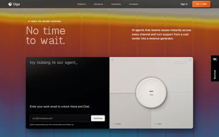 Giga AI company website homepage