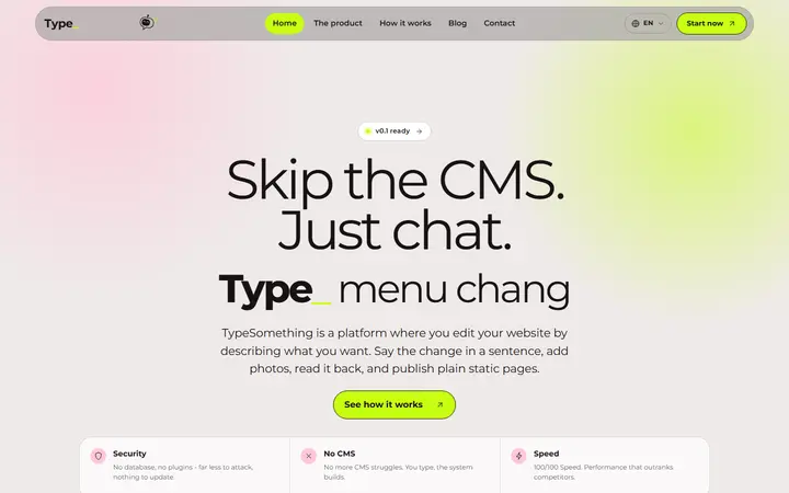 TypeSomething SaaS website homepage
