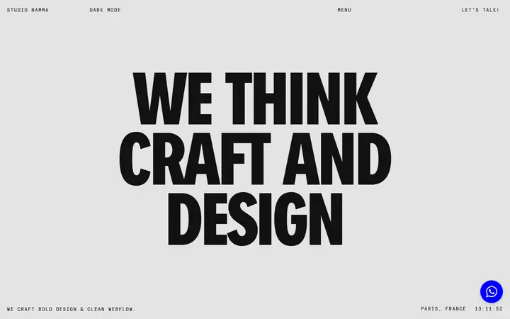 Studio Namma design agency website homepage