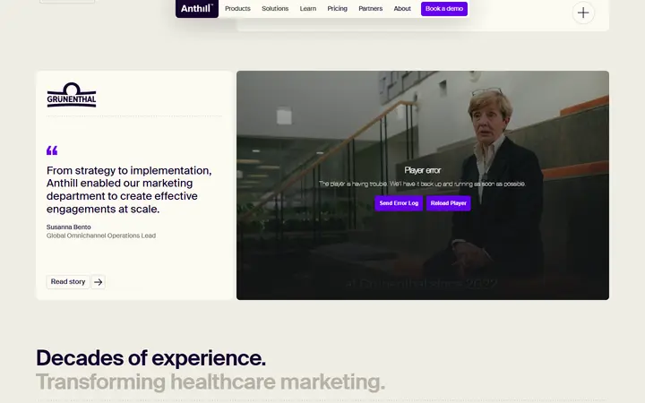 Anthill marketing software website homepage