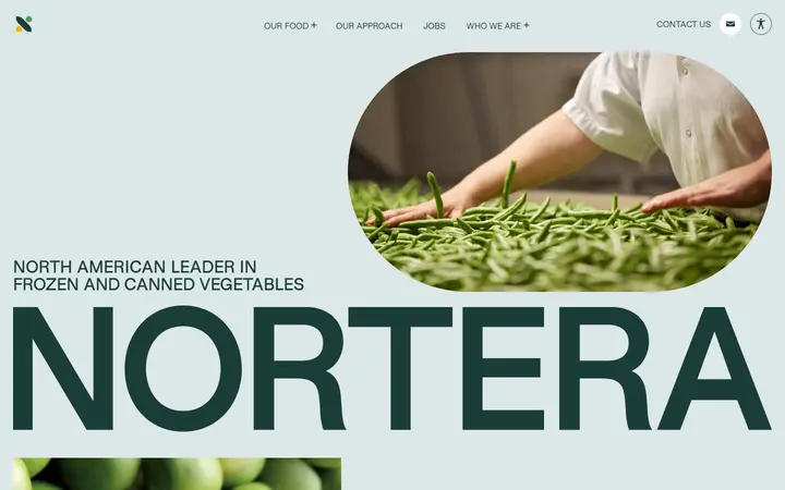 Nortera food brand website homepage