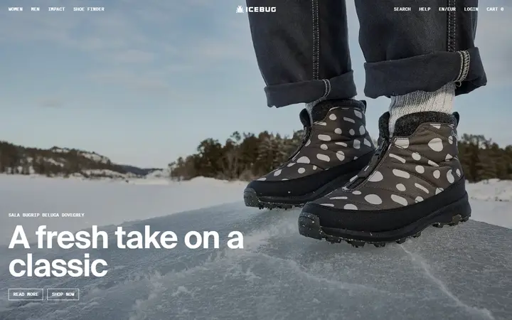 Icebug shoe brand website homepage
