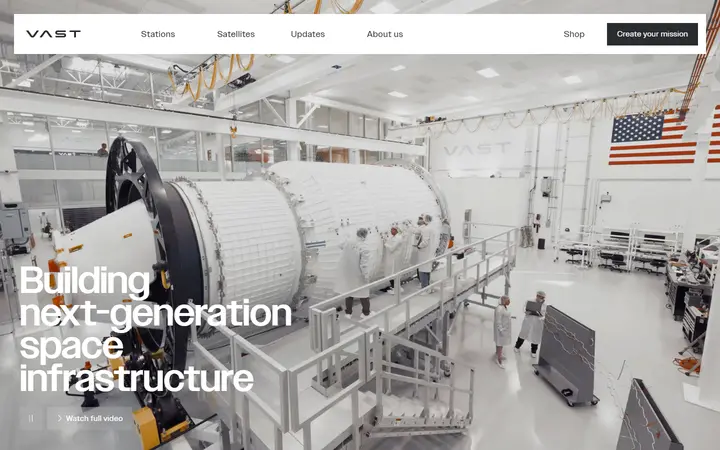 Vast robotics company website homepage