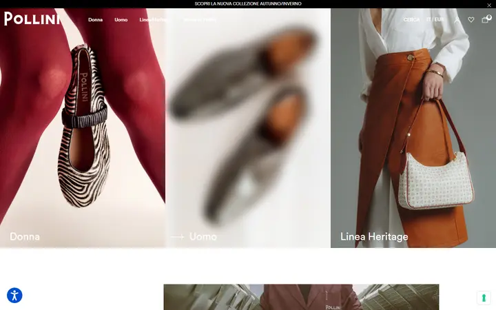 Pollini shoe brand website homepage