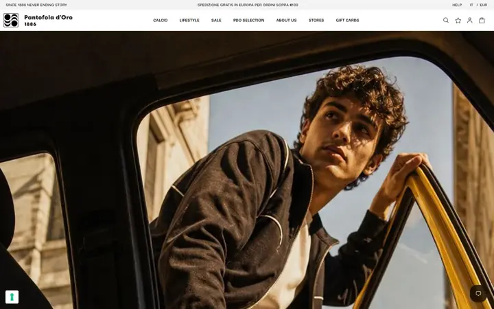 Pantofola d'Oro shoe brand website homepage