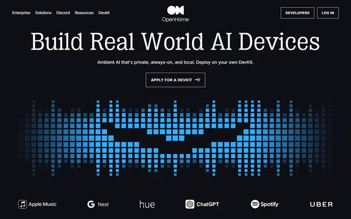 OpenHome AI company website homepage