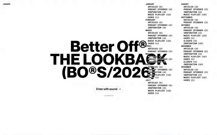 The Lookback design agency website homepage