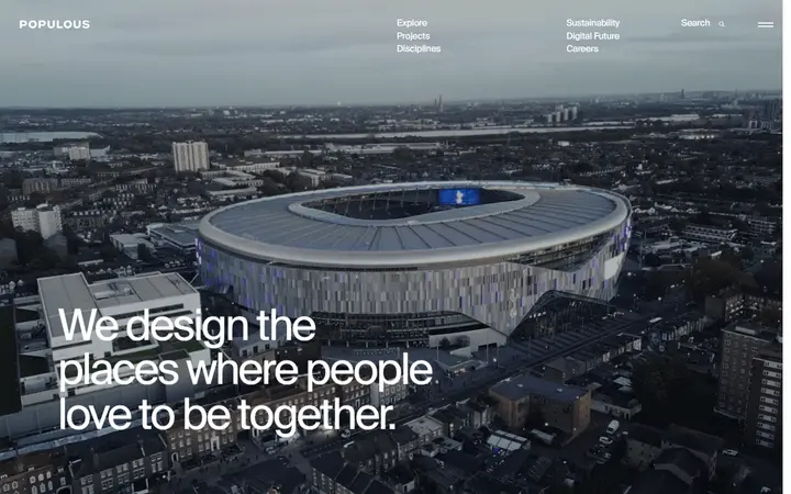 Populous architecture website homepage