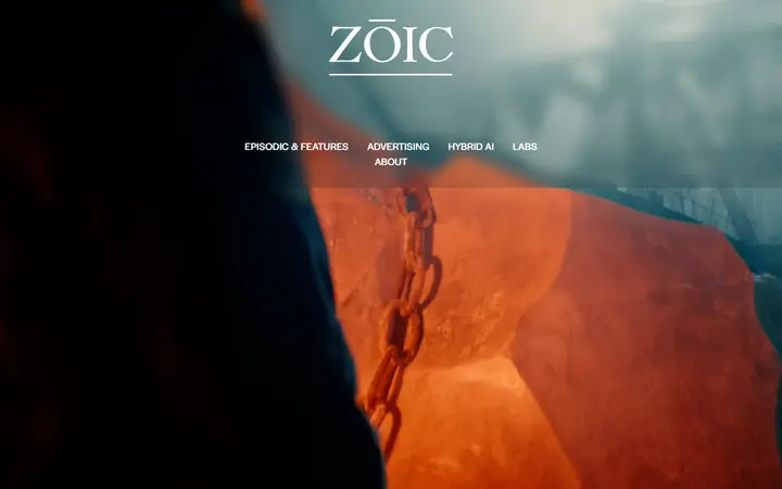 Zoic Studios animation studio website homepage