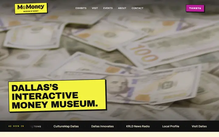 Museum of Money museum website homepage