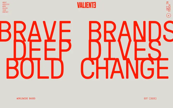 VALIENTE branding agency website homepage