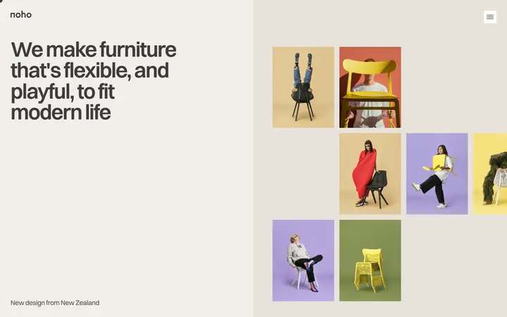 Noho furniture website homepage