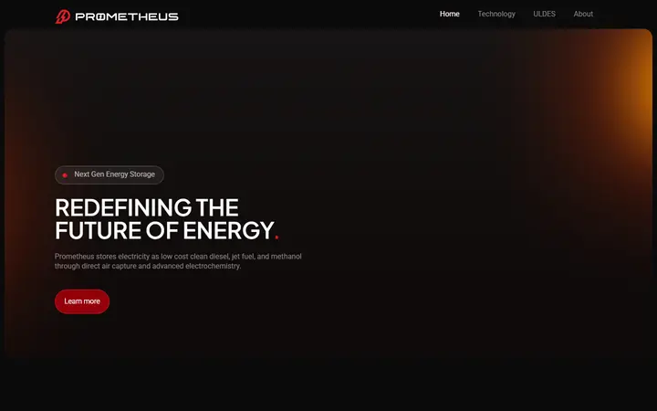 Prometheus Fuels energy company website homepage