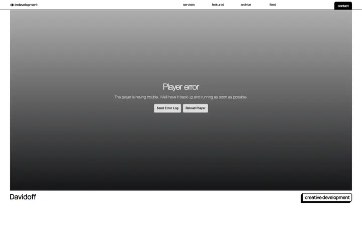 In Development Studios design agency website homepage