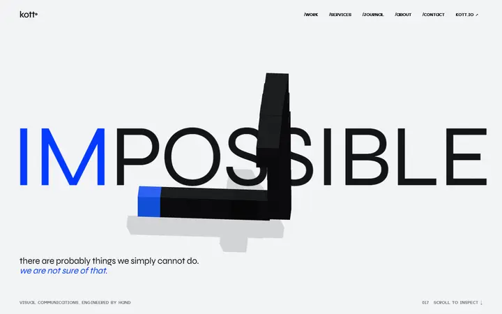 Kott Studio design agency website homepage