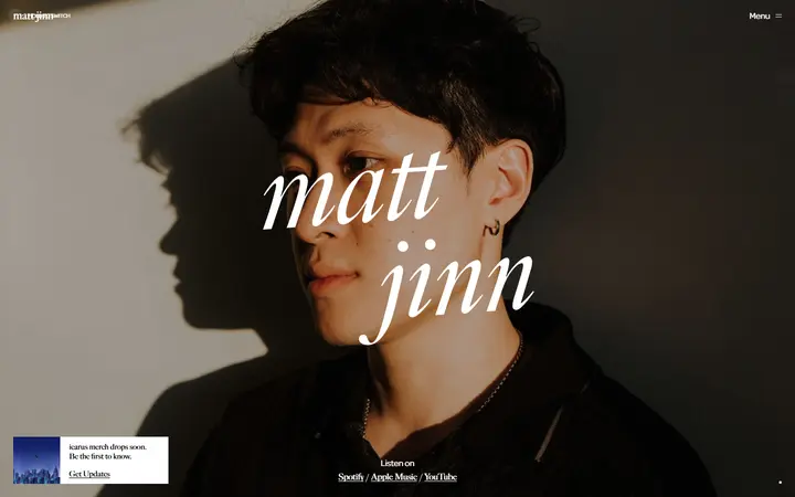 Matt Jinn music artist website homepage