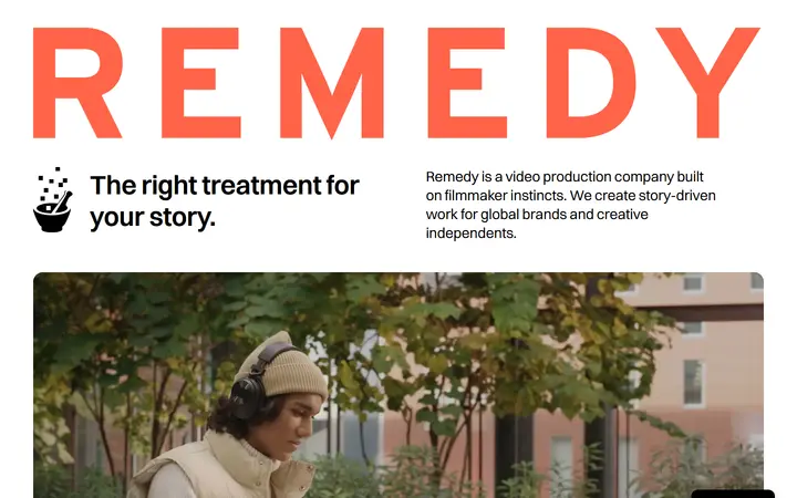 Remedy Editorial production company website homepage