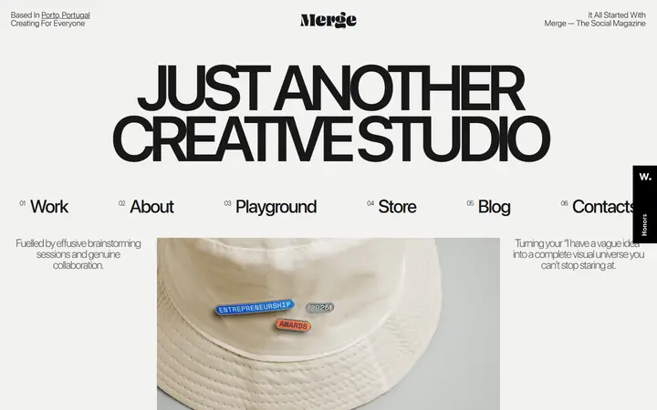 Merge design agency website homepage