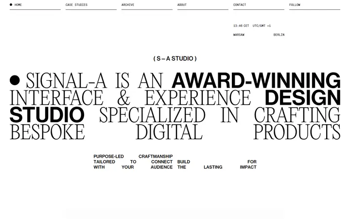 Signal-A Studio design agency website homepage