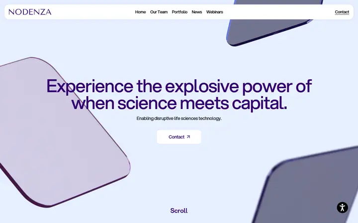 Nodenza venture capital website homepage